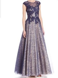 NWT Illusion Lace Accented Gown